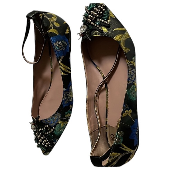 Circus by Sam Edelman size 10 rare black print damask flats rhinestone details - Picture 16 of 16